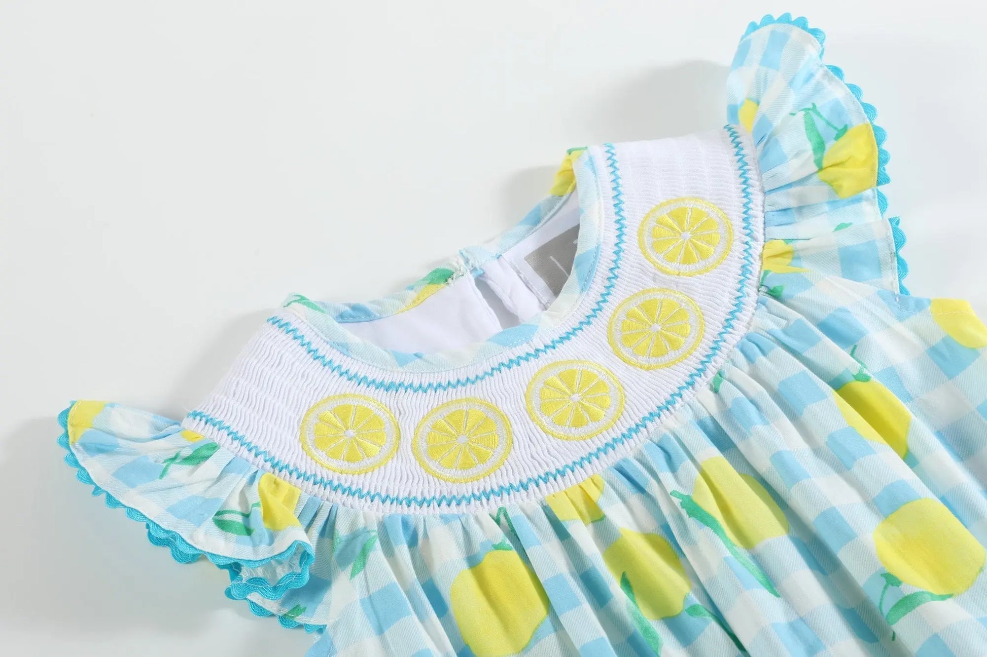 Blue Lemons Smocked Flutter-Sleeve Bubble Romper Lil Cactus