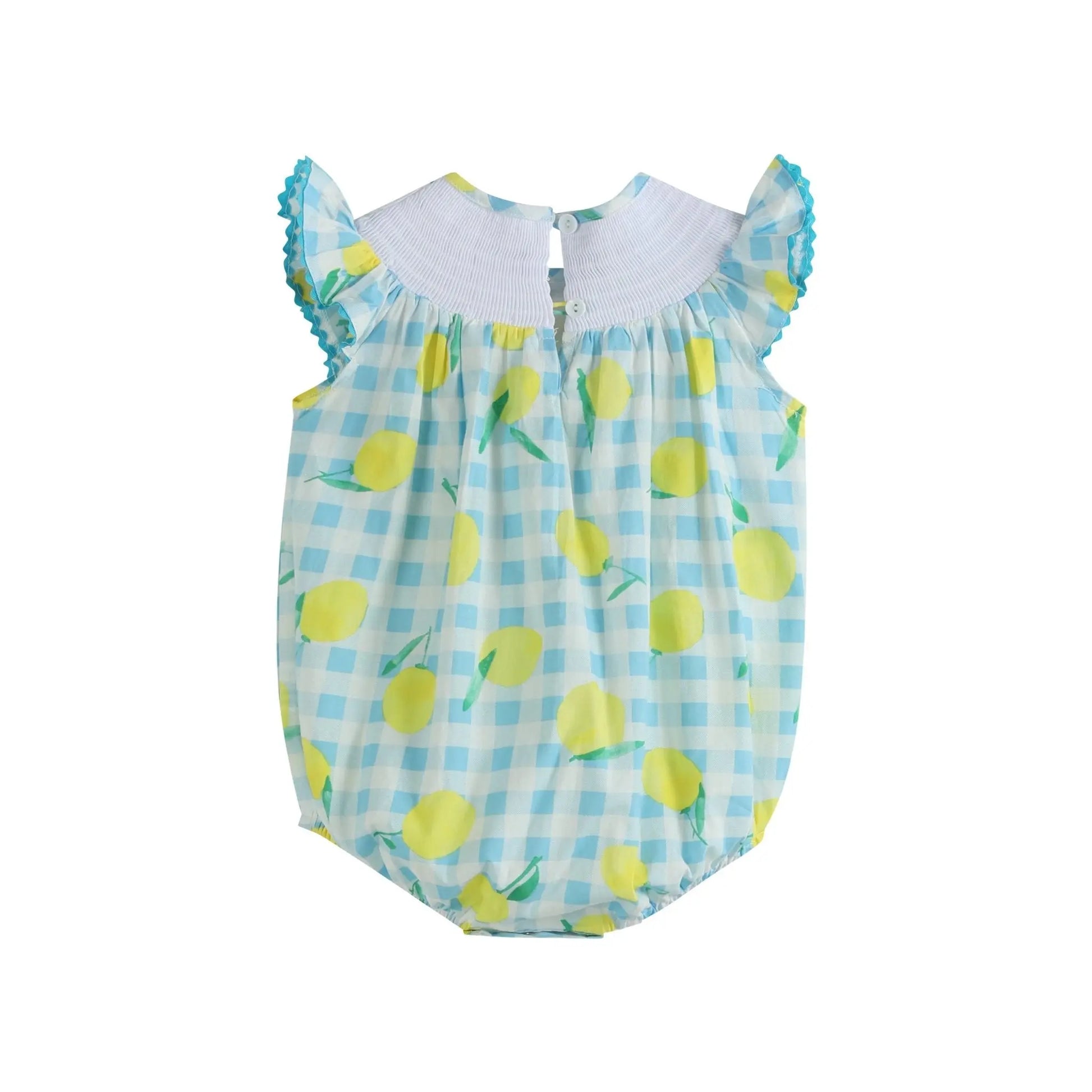 Blue Lemons Smocked Flutter-Sleeve Bubble Romper Lil Cactus