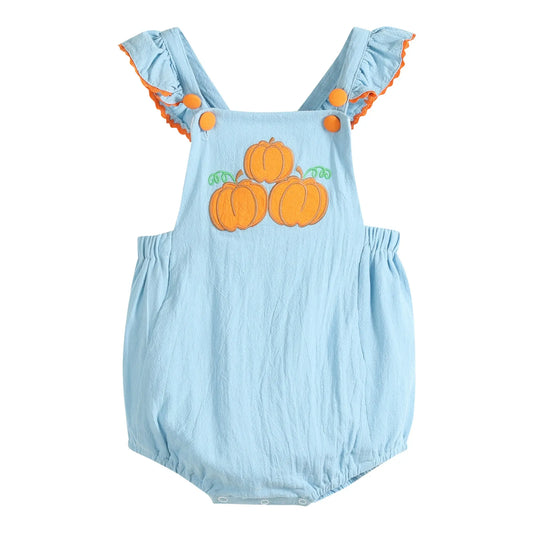 Blue Pumpkin Bubble Ruffle Romper Lil Cactus