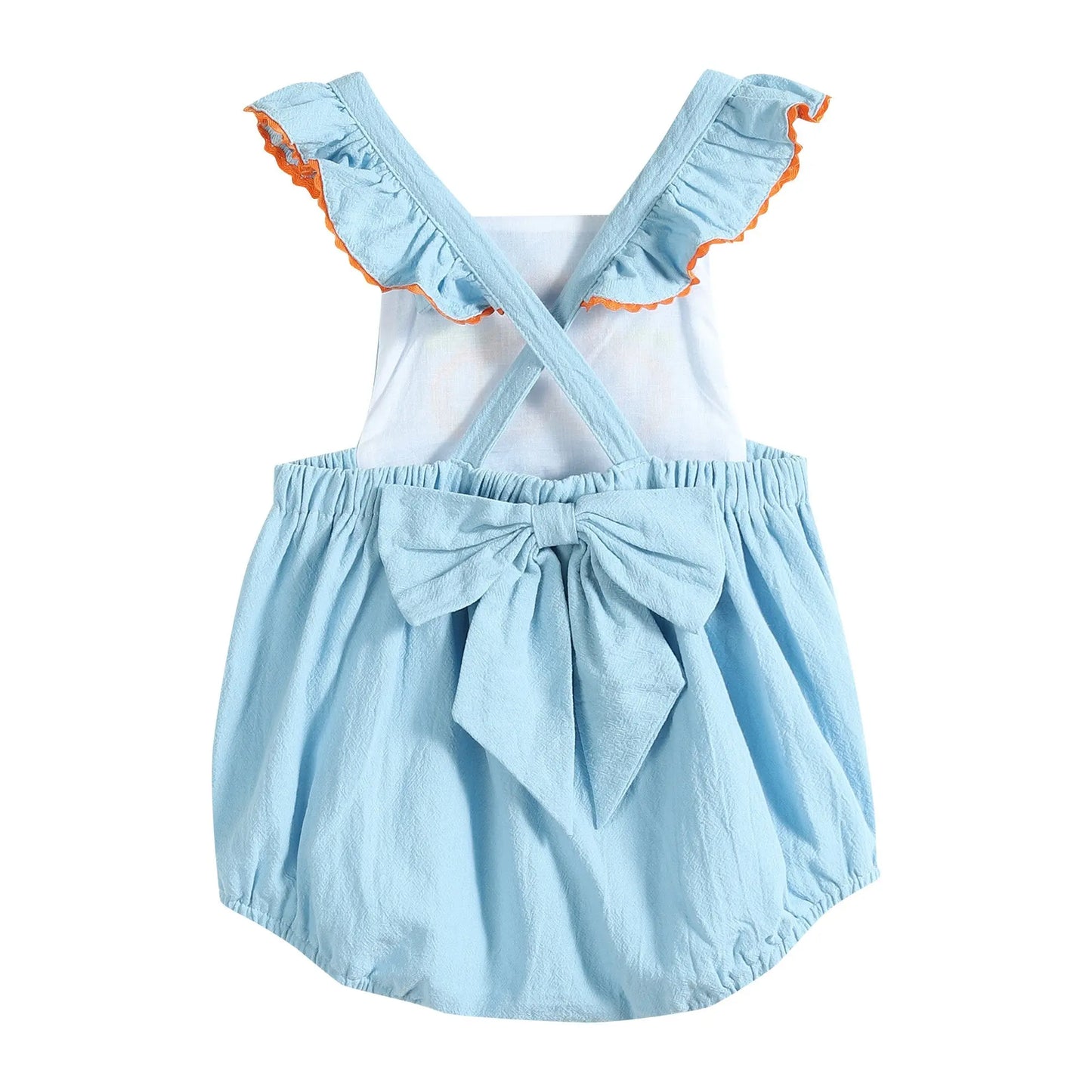 Blue Pumpkin Bubble Ruffle Romper Lil Cactus