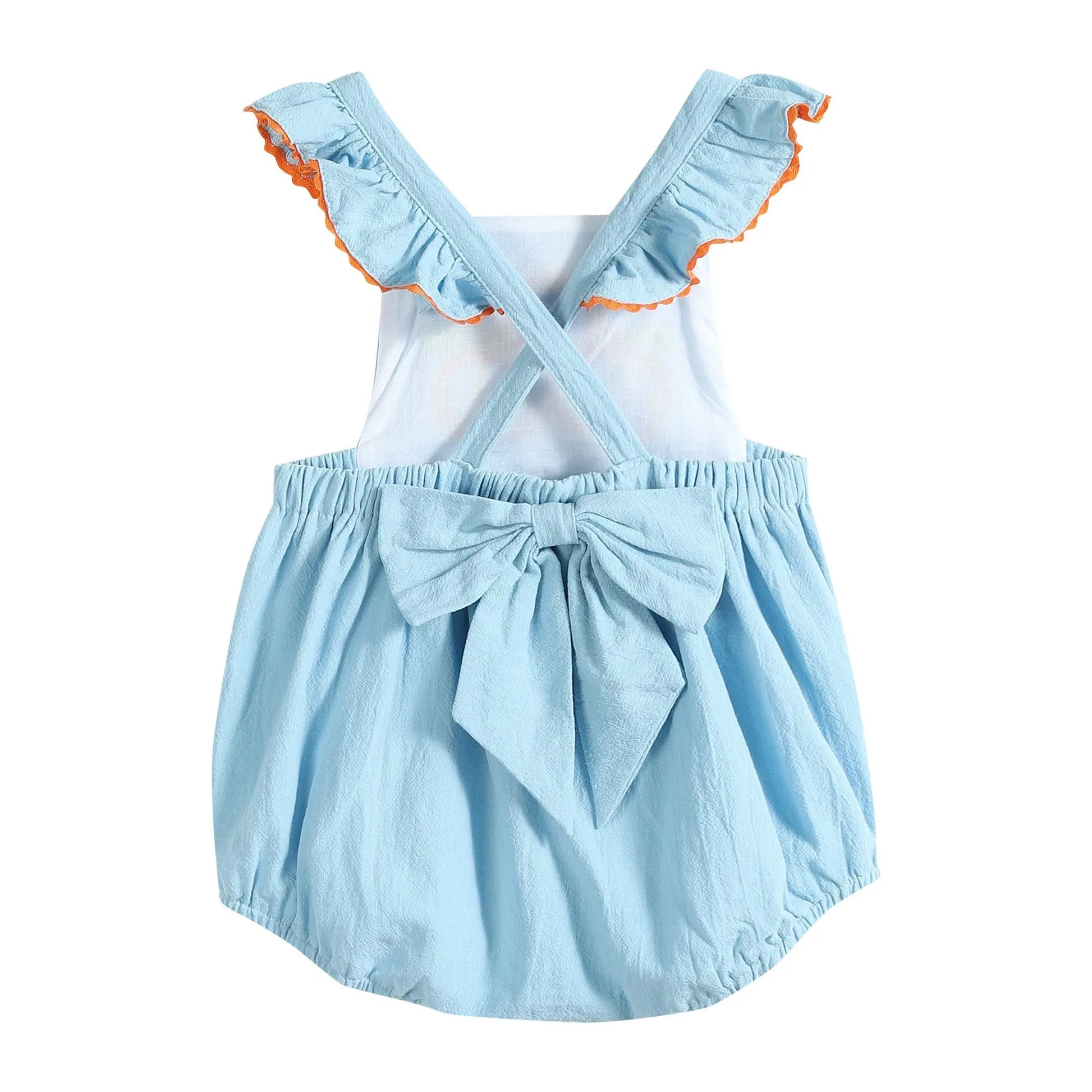 Blue Pumpkin Bubble Ruffle Romper Lil Cactus