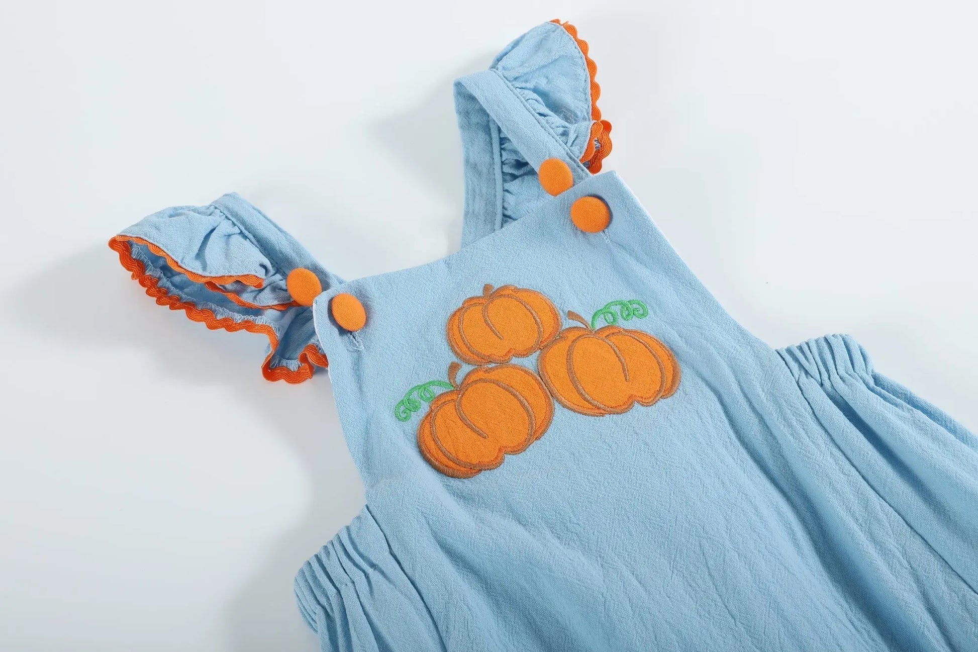 Blue Pumpkin Bubble Ruffle Romper Lil Cactus
