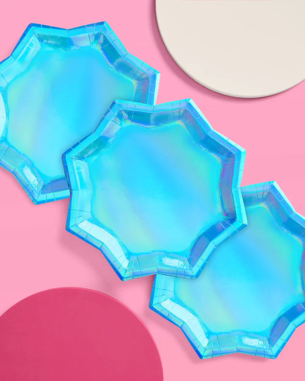 Blue Shimmer Plates - 25 paper plates xo, Fetti