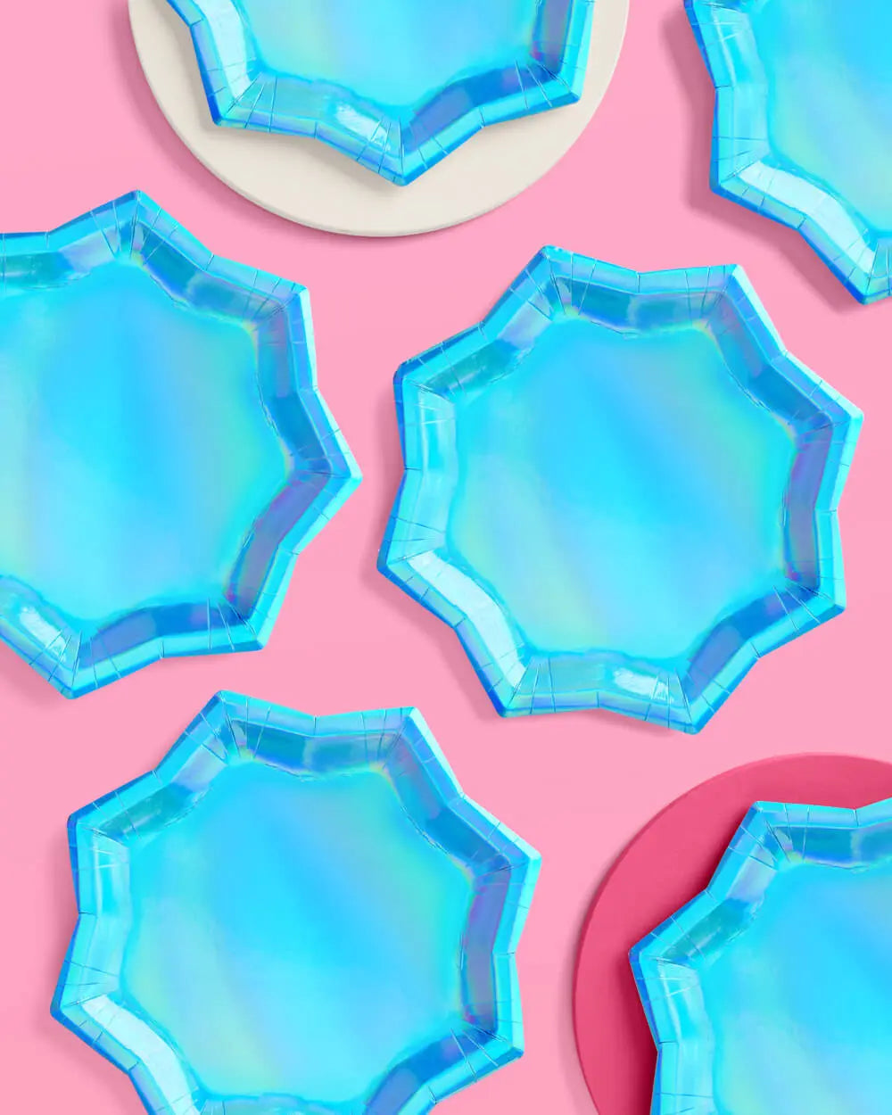Blue Shimmer Plates - 25 paper plates xo, Fetti