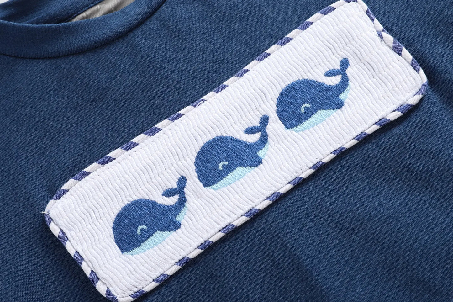 Blue Whale Smocked T-Shirt and Shorts 2pc. Set Lil Cactus