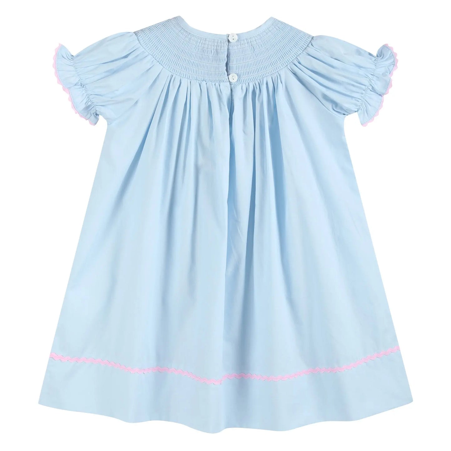 Blue and Pink Bow Smocked Bishop Dress Lil Cactus