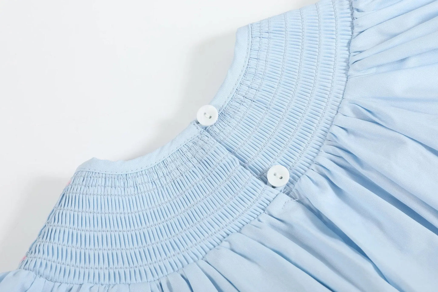Blue and Pink Bow Smocked Bishop Dress Lil Cactus