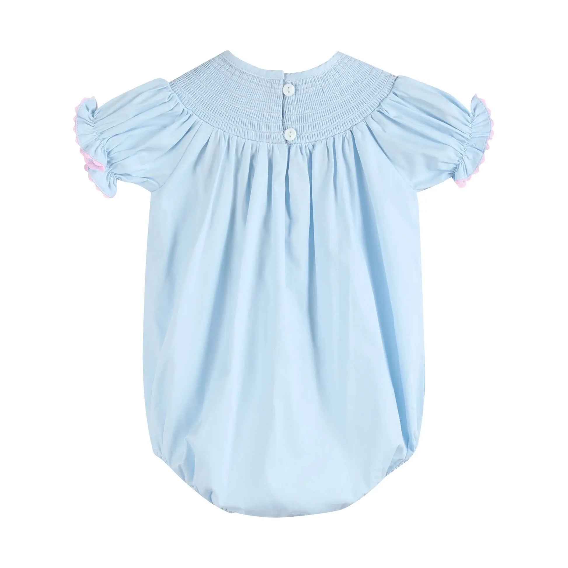 Blue and Pink Bow Smocked Romper Lil Cactus