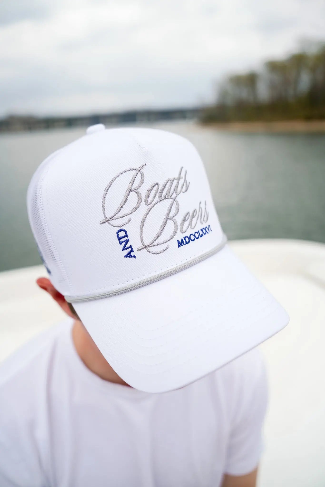 Boats & Beers - White Vintage Trucker Hat KenzKustomz