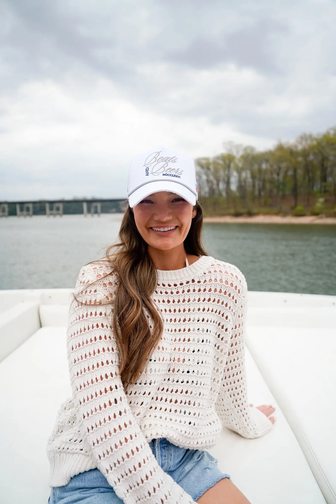 Boats & Beers - White Vintage Trucker Hat KenzKustomz