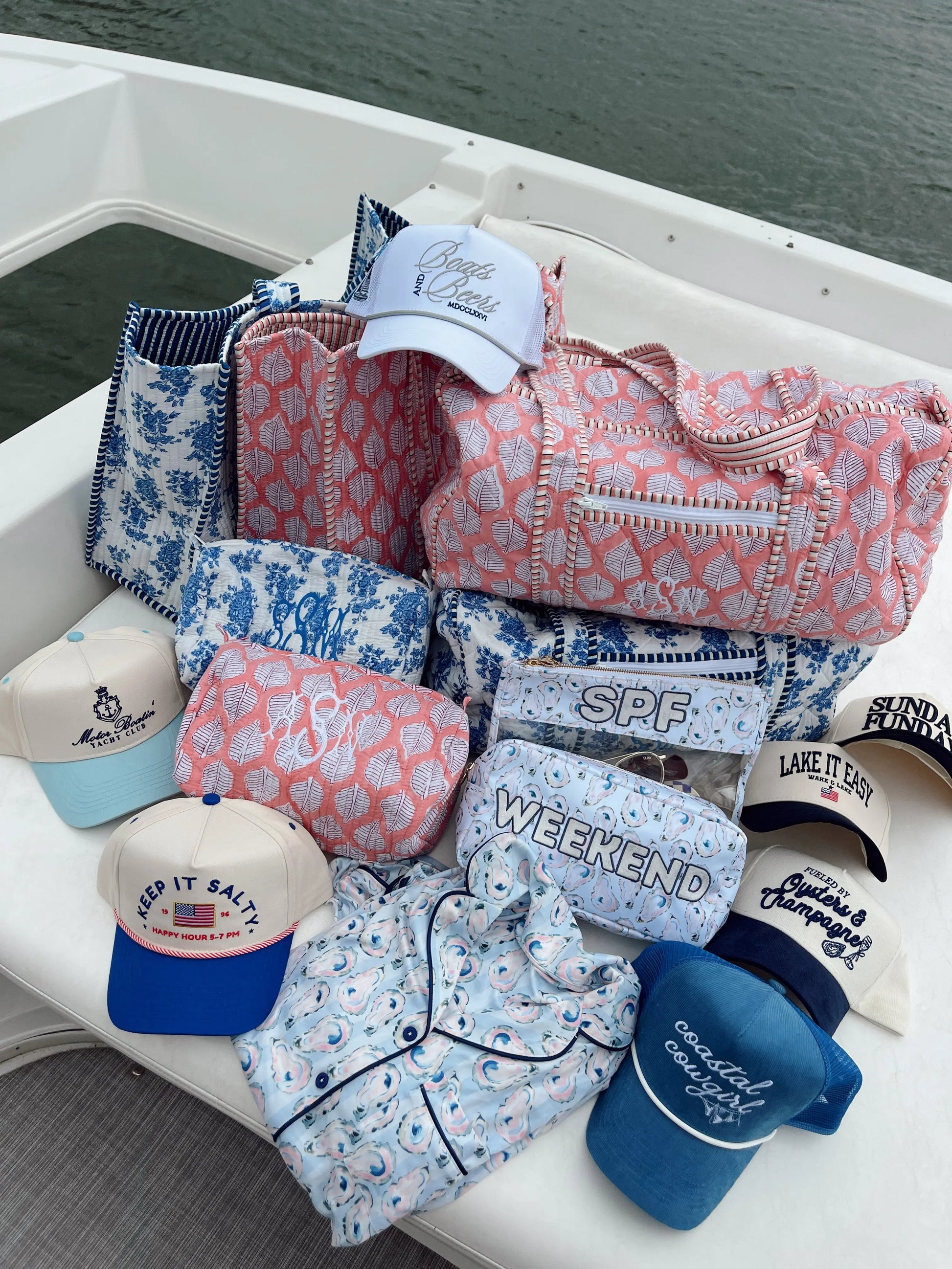 Boats & Beers - White Vintage Trucker Hat KenzKustomz