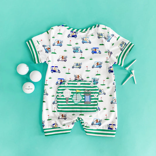 Boys Fairway Shortie Golf Romper - Latchkey