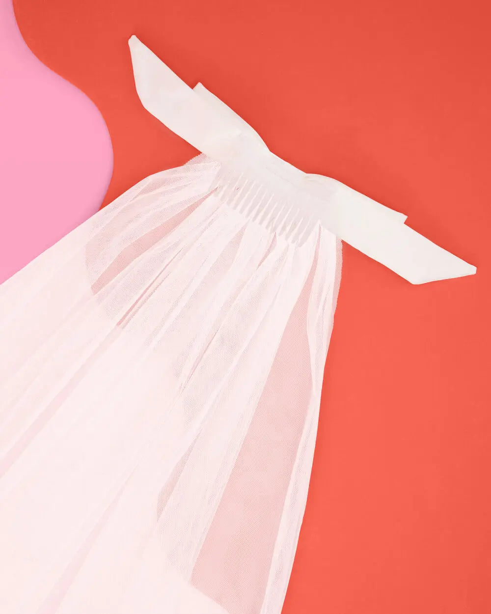Bridal Bow Veil - satin bow veil xo, Fetti