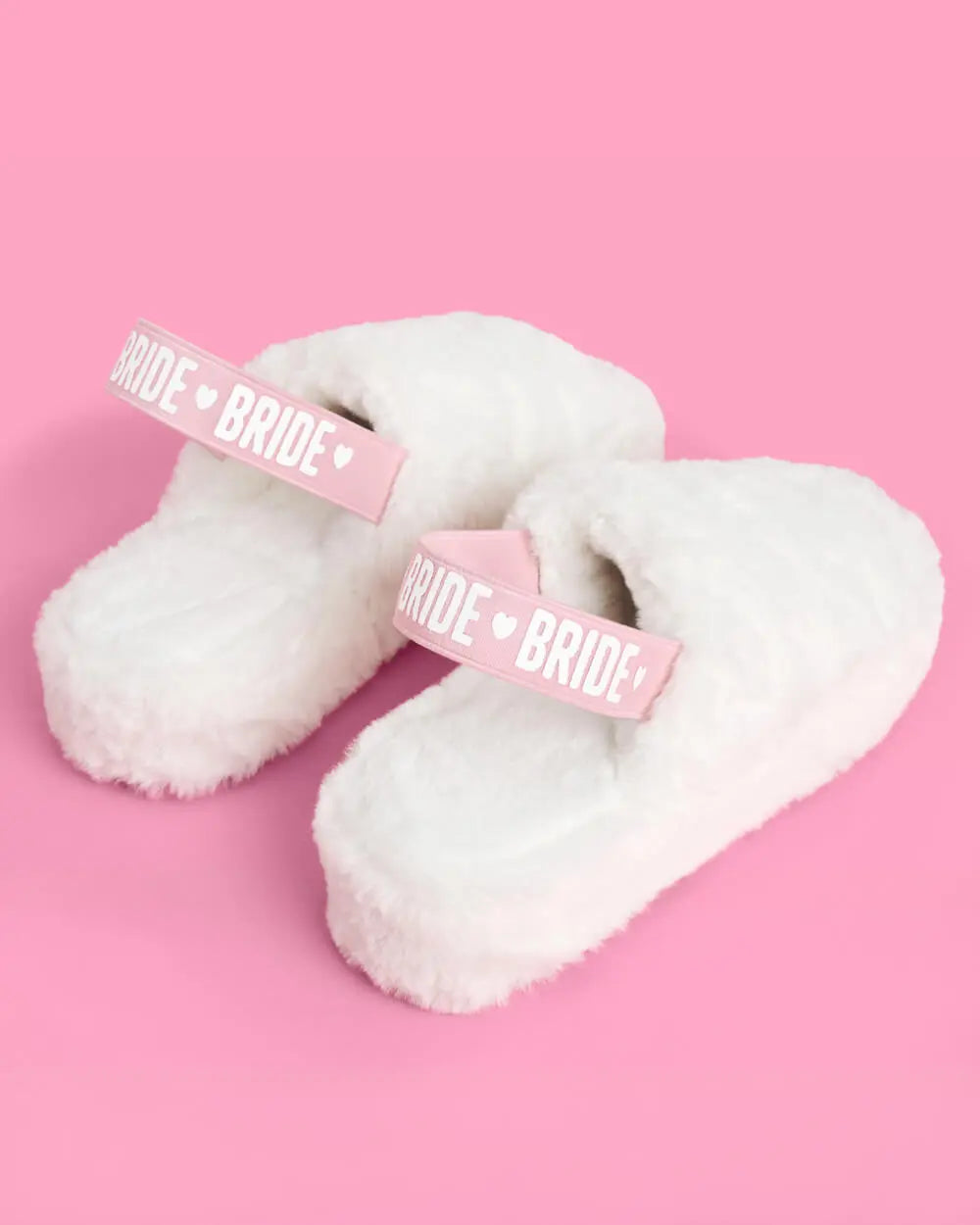 Bride 2 Be Slippers - white fur slippers xo, Fetti