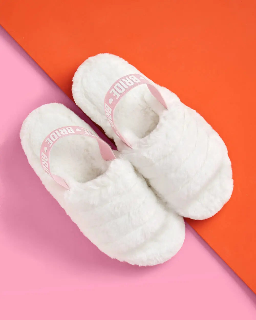 Bride 2 Be Slippers - white fur slippers xo, Fetti