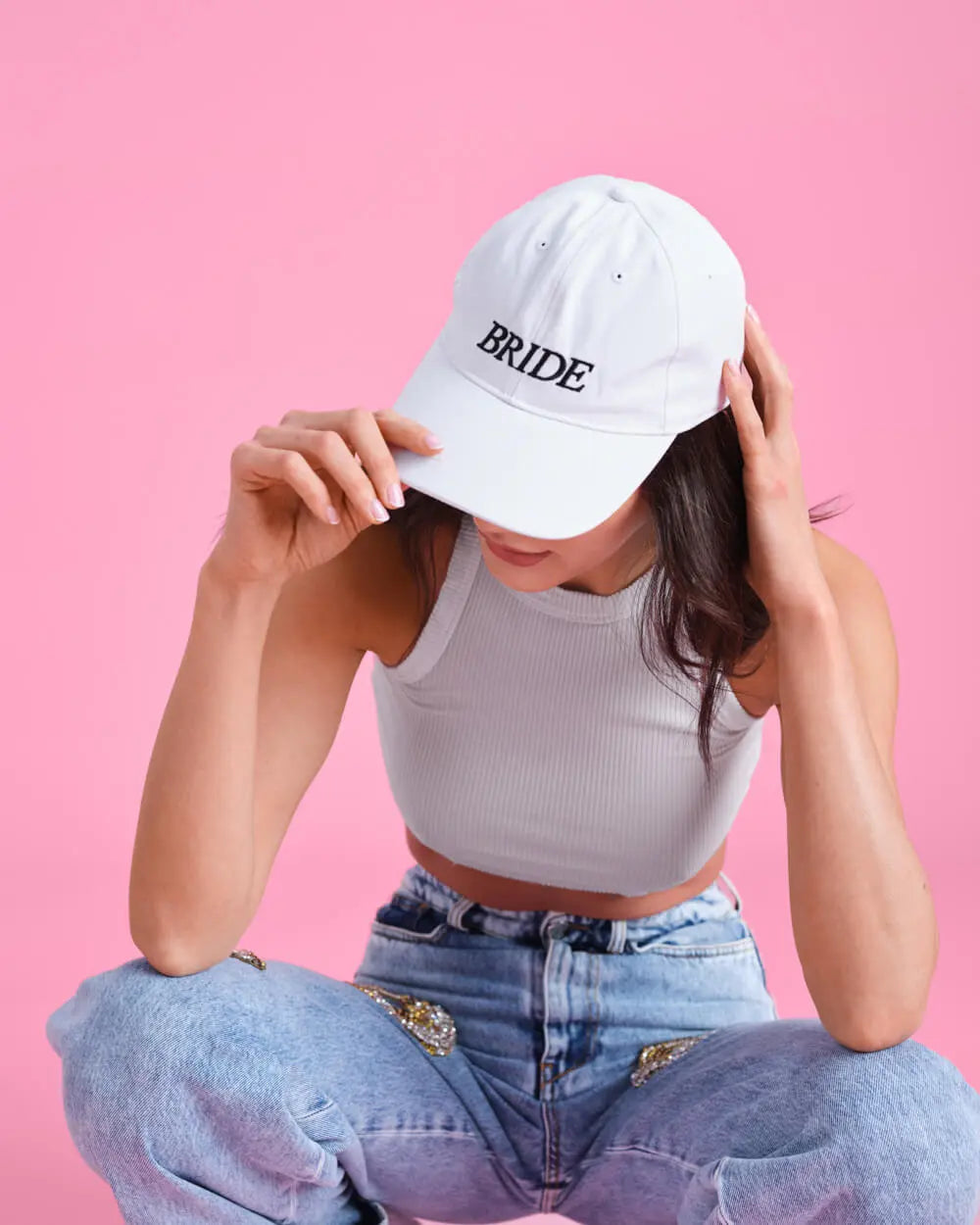 Bride Baseball Hat - embroidered cotton hat xo, Fetti