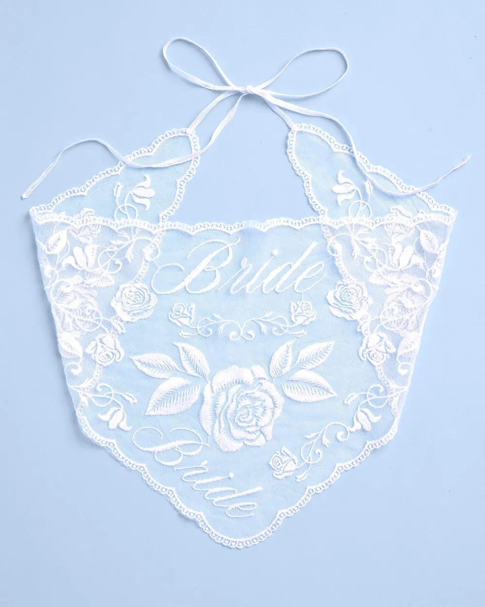 Bride Lace Headscarf - white embroidered bandana xo, Fetti