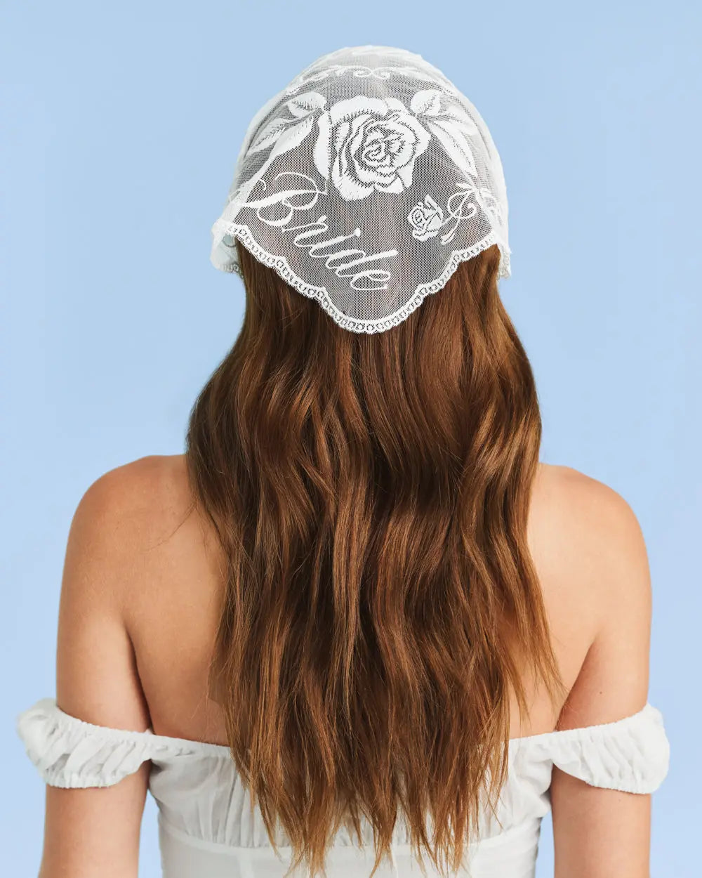 Bride Lace Headscarf - white embroidered bandana xo, Fetti