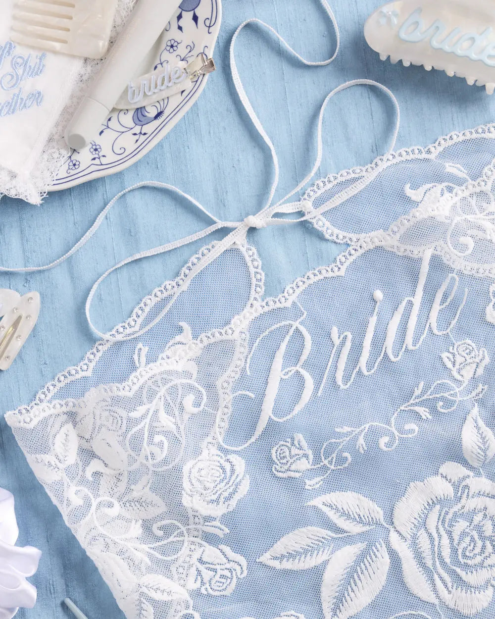 Bride Lace Headscarf - white embroidered bandana xo, Fetti