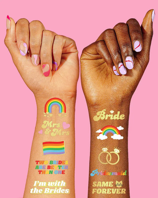 Bride Pride Tats - 54 foil temporary tattoos xo, Fetti
