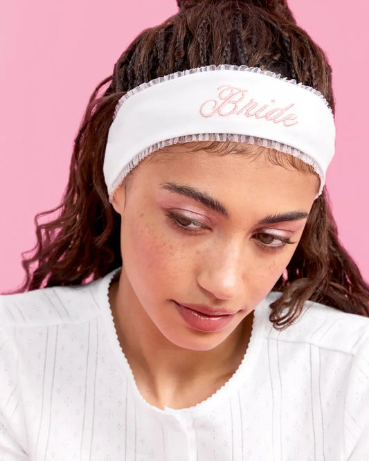Bride Spa Headband - embroidered headband xo, Fetti