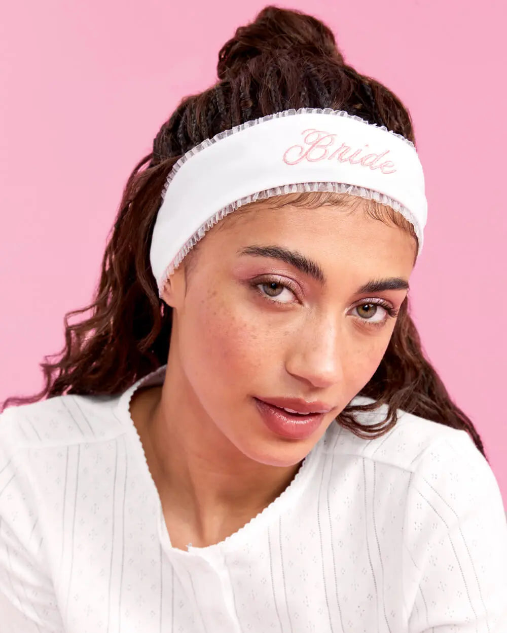 Bride Spa Headband - embroidered headband xo, Fetti