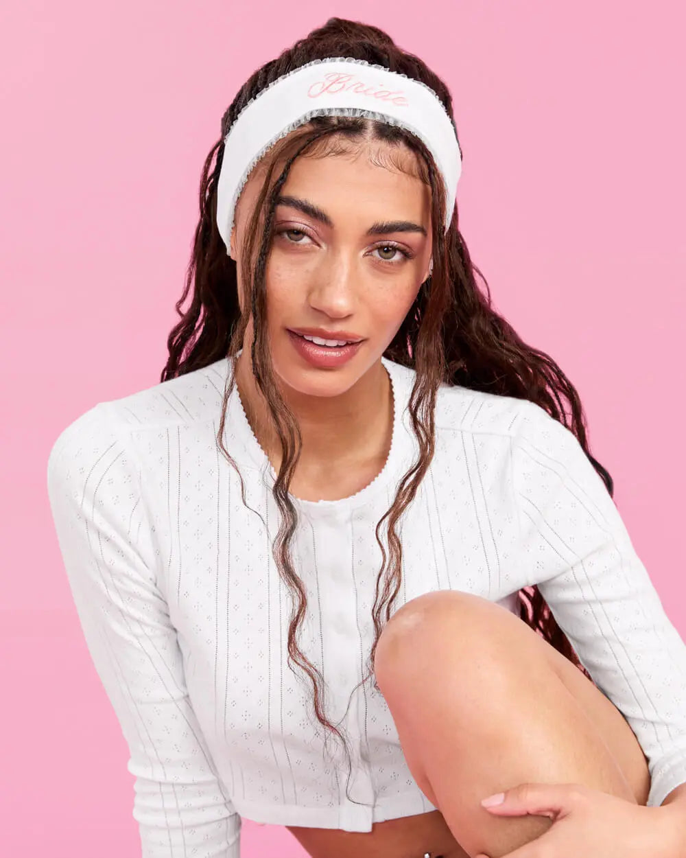 Bride Spa Headband - embroidered headband xo, Fetti