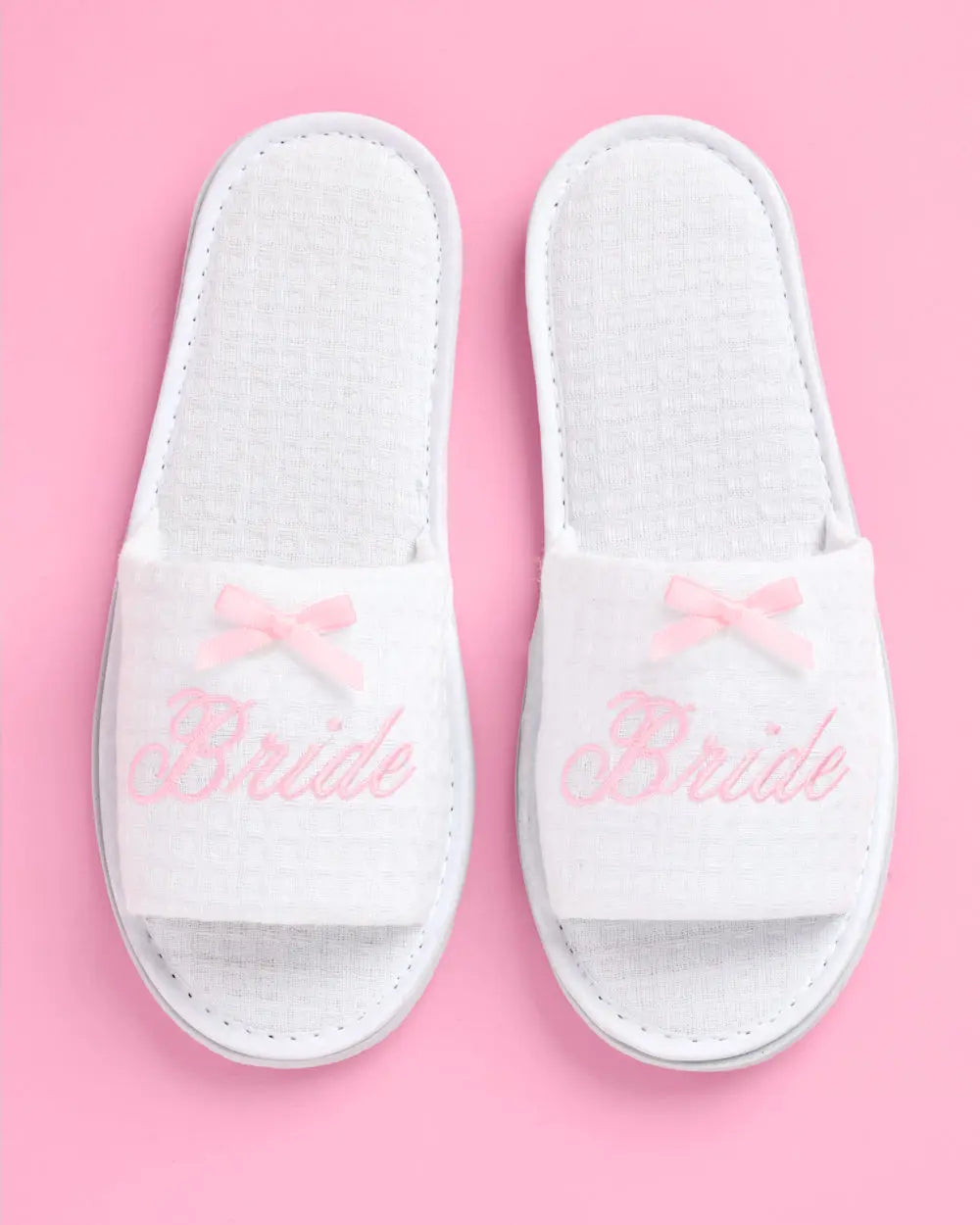 Bride Spa Slippers - white embroidered waffle slippers xo, Fetti
