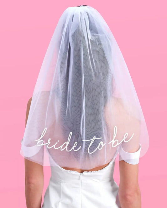 Bride To Be Veil - white embroidered veil xo, Fetti