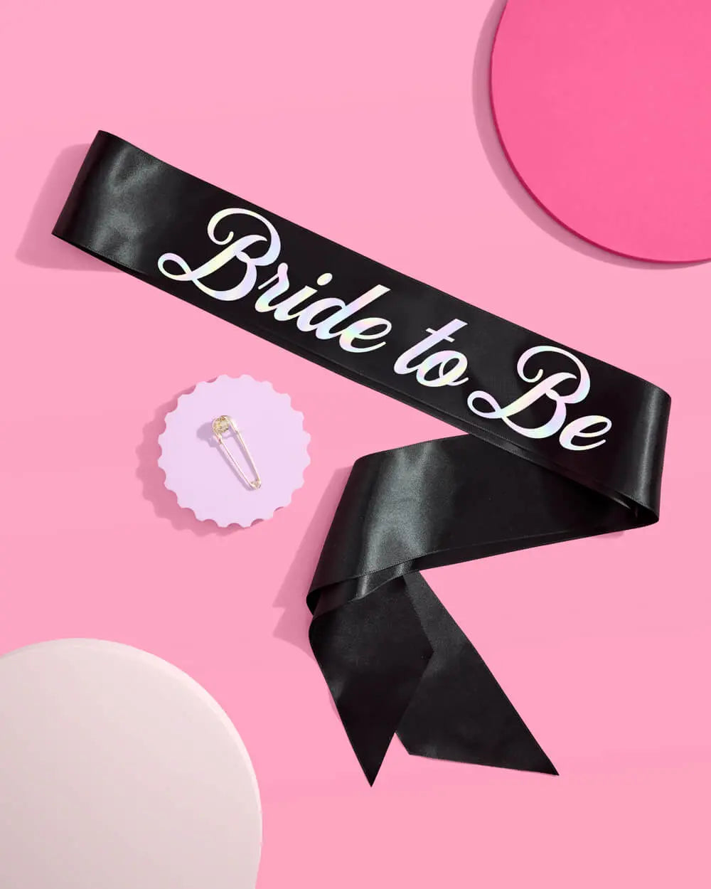 Bride or Die Sash - black silk + iridescent foil xo, Fetti