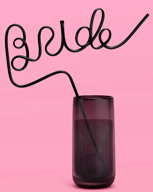 Bride or Die Straw - XL black Bride straw xo, Fetti