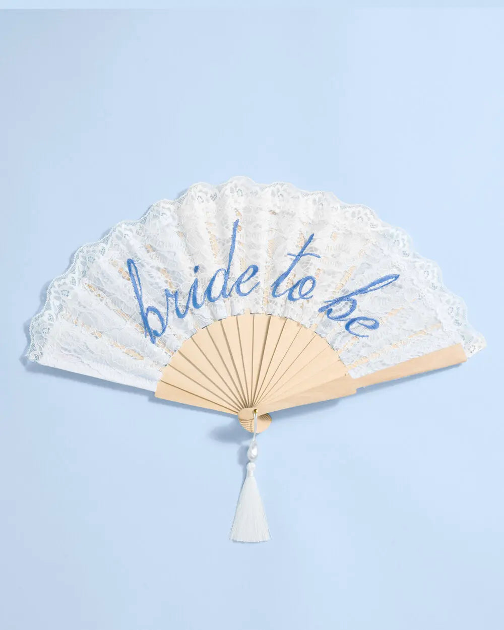 Bride to Be Fan - lace embroidered folding fan xo, Fetti