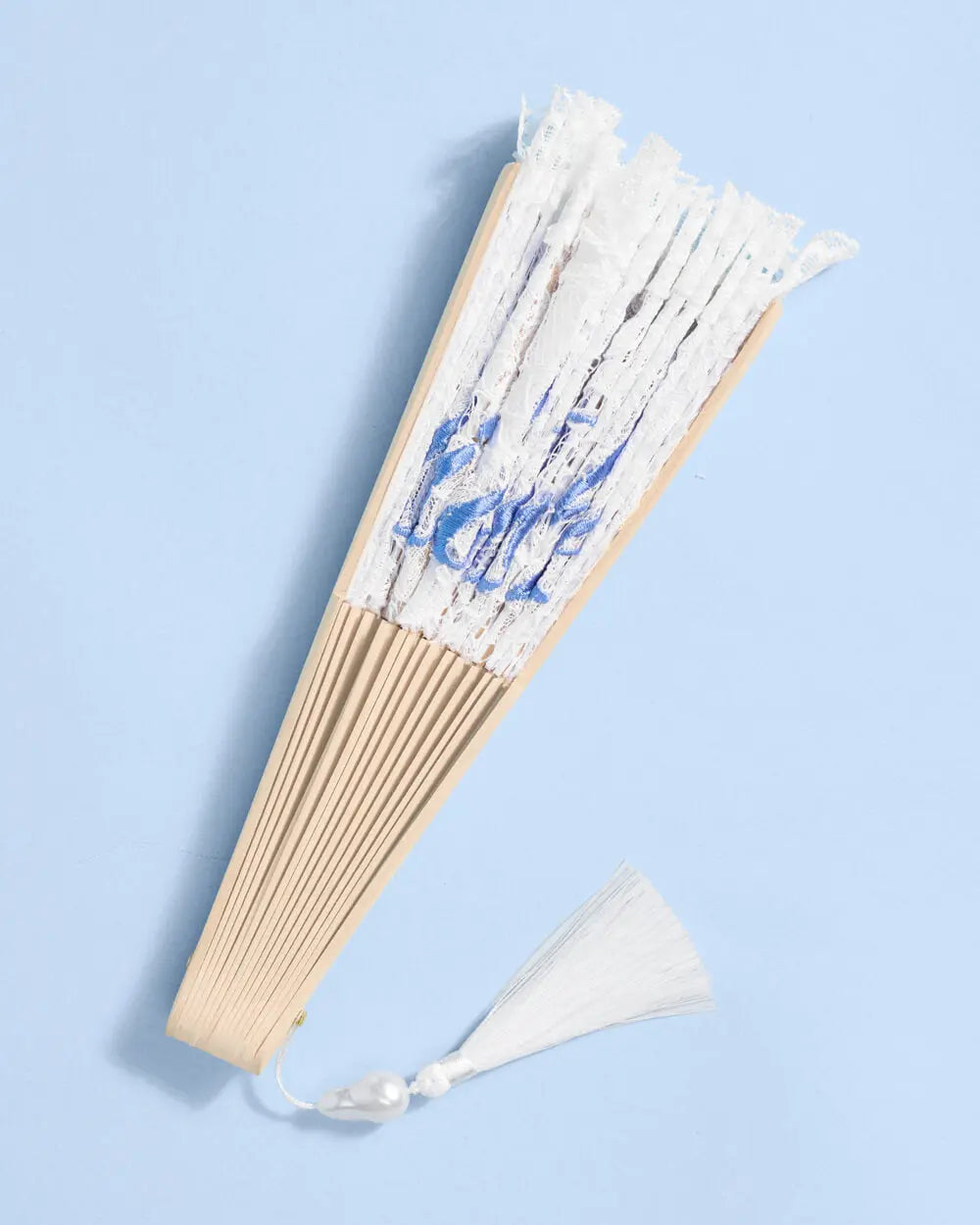 Bride to Be Fan - lace embroidered folding fan xo, Fetti