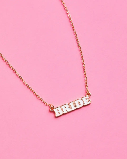 Bride to Be Necklace - white enamel necklace xo, Fetti
