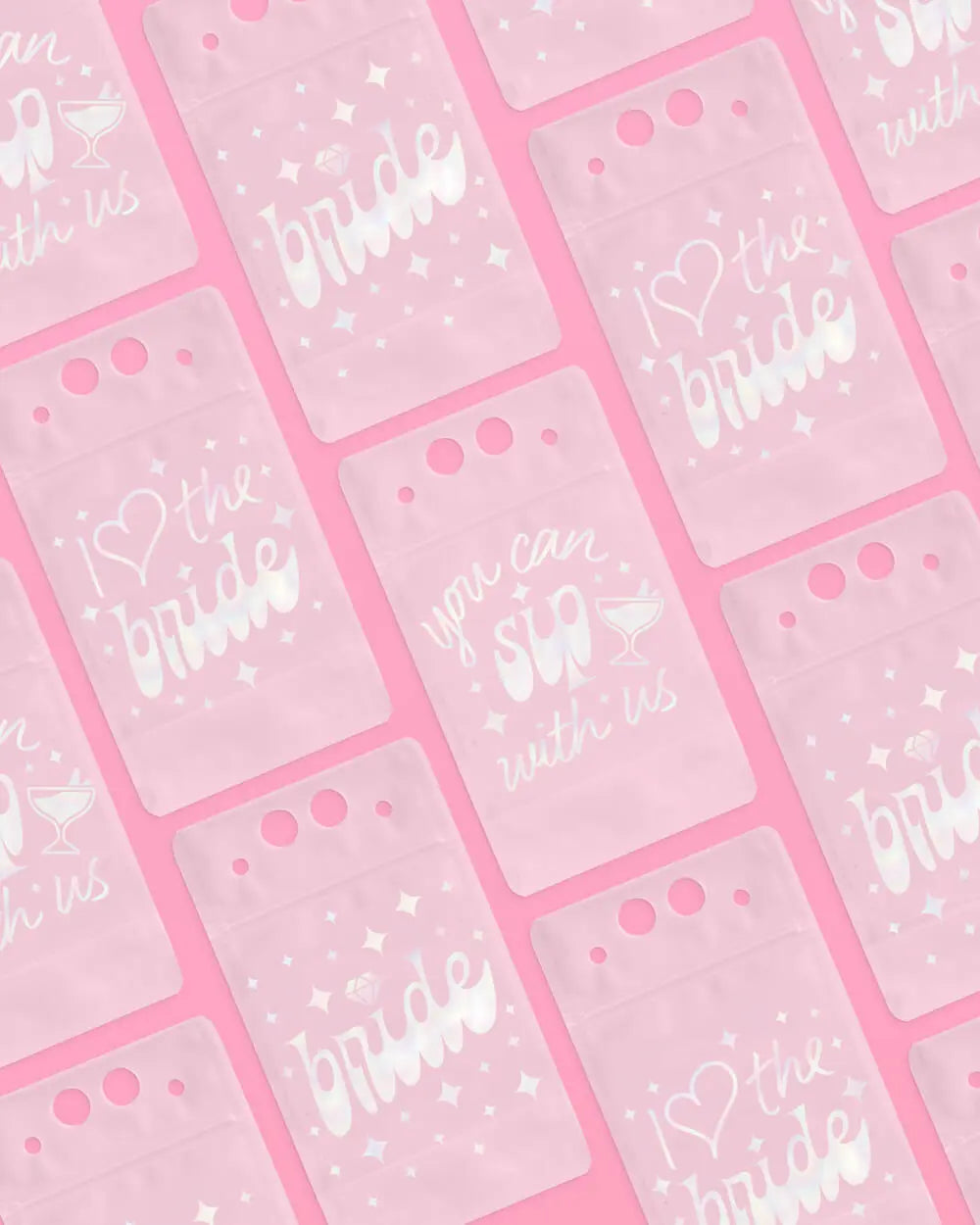 Bride's Besties Sippers - 15 pouches + straws xo, Fetti