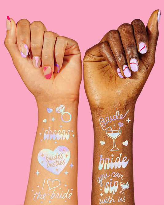 Bride's Besties Tats - 40 foil temporary tattoos xo, Fetti
