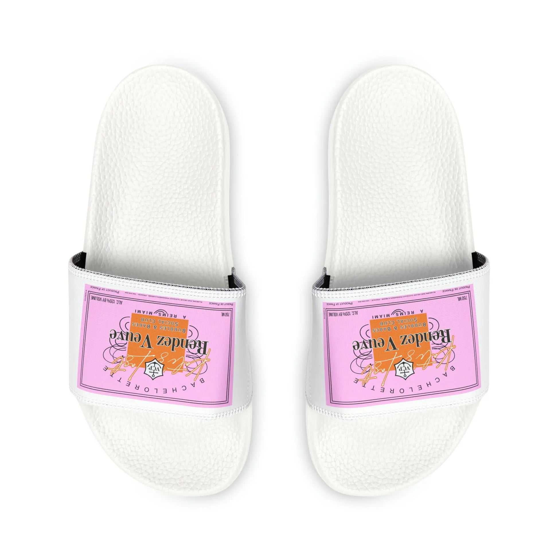 Bride’s Last Rendez Veuve Personalized Women's Slide Sandals Printify