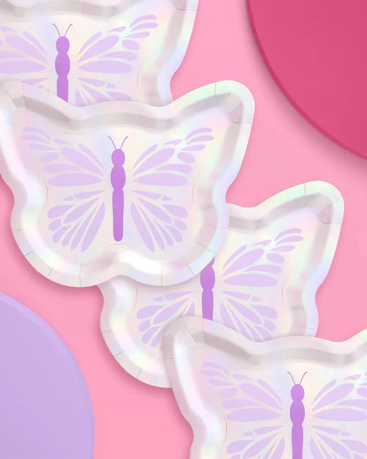 Butterfly Plates - 25 foil paper plates xo, Fetti