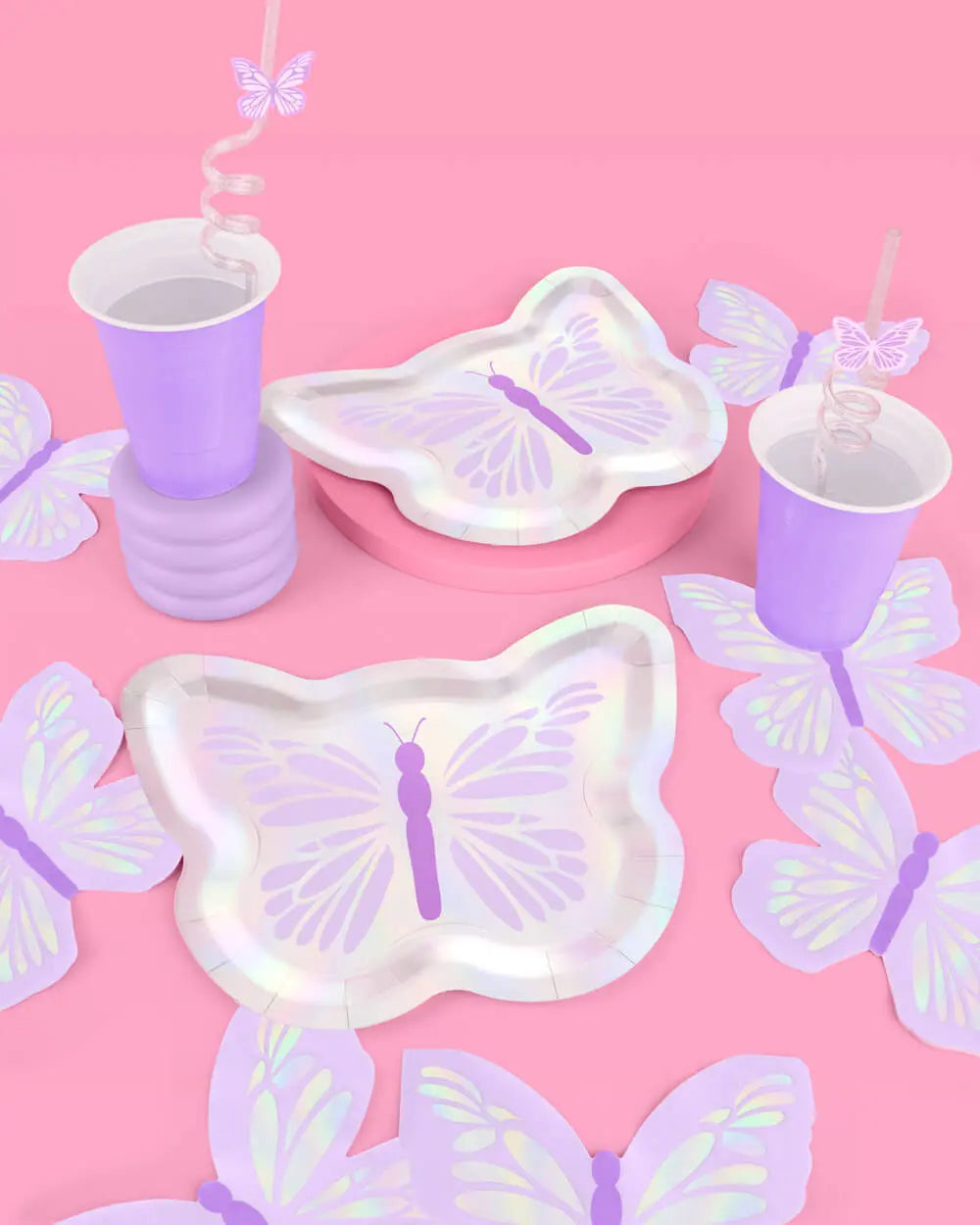 Butterfly Plates - 25 foil paper plates xo, Fetti