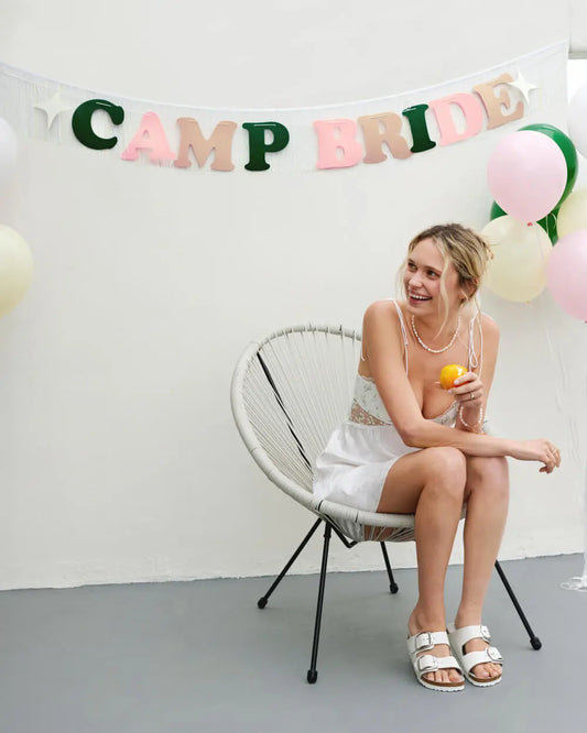Camp Bride Banner - two piece banner xo, Fetti