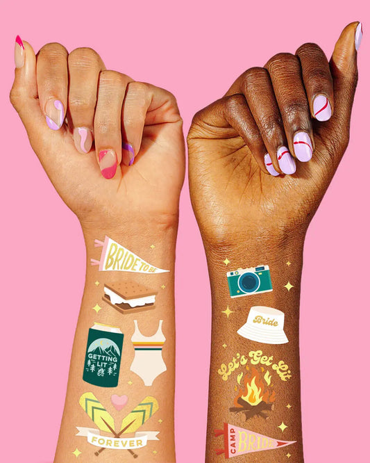 Camp Bride Tats - 42 foil temporary tattoos xo, Fetti