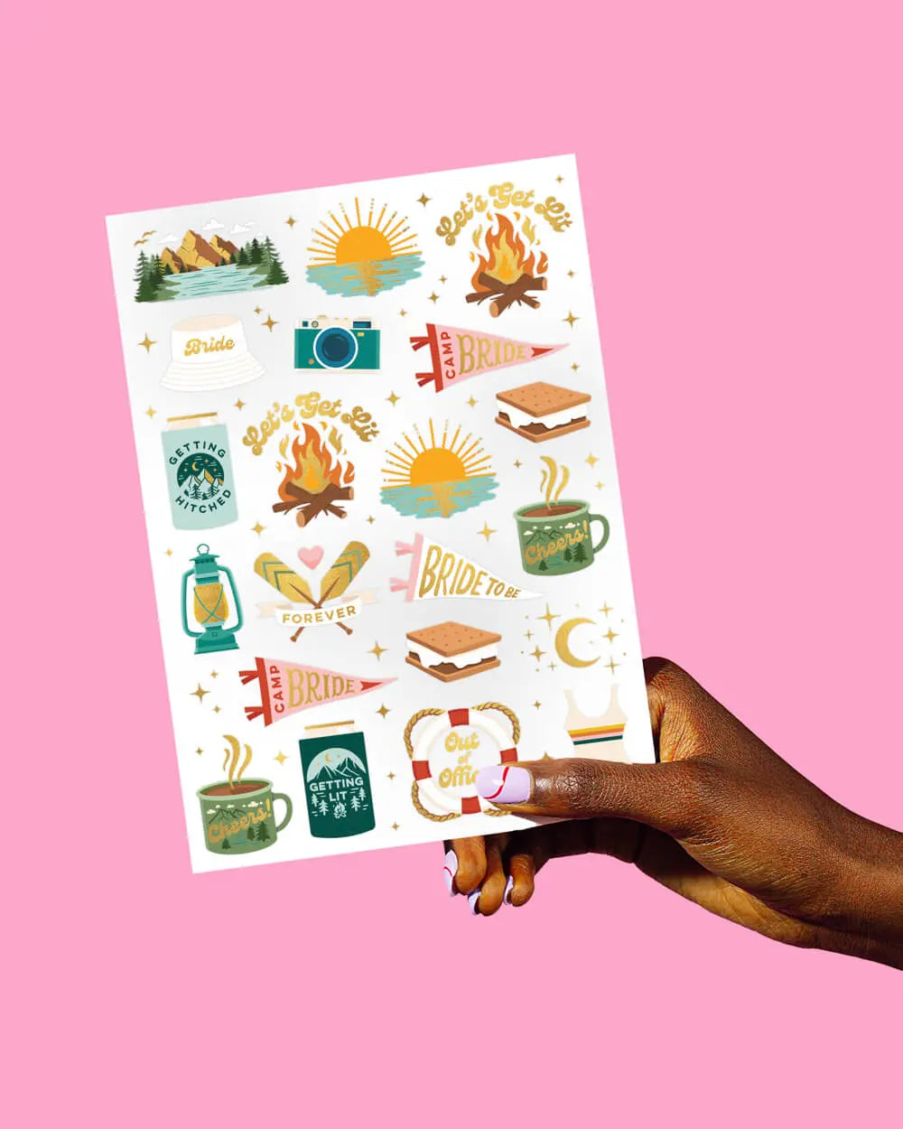Camp Bride Tats - 42 foil temporary tattoos xo, Fetti