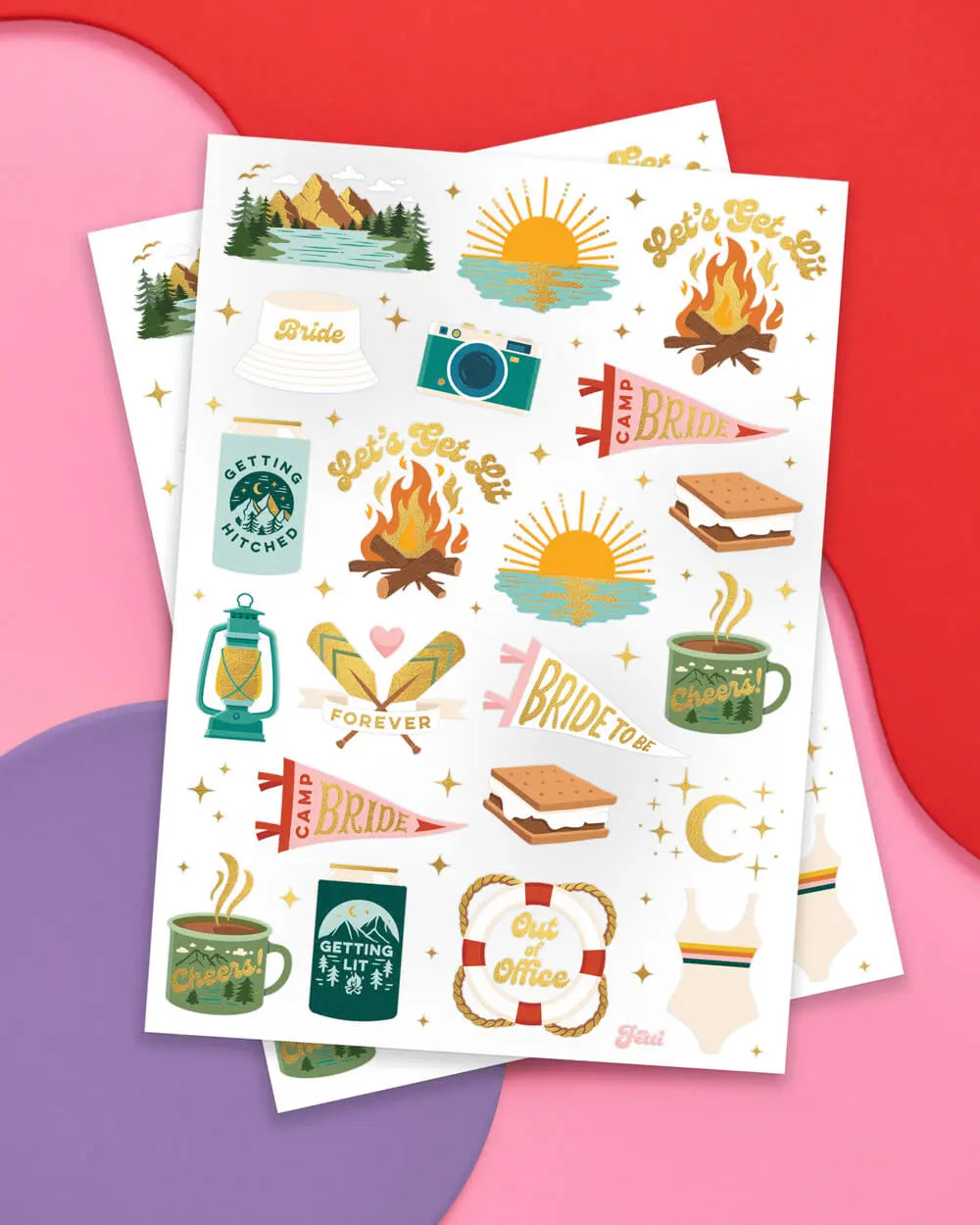 Camp Bride Tats - 42 foil temporary tattoos xo, Fetti