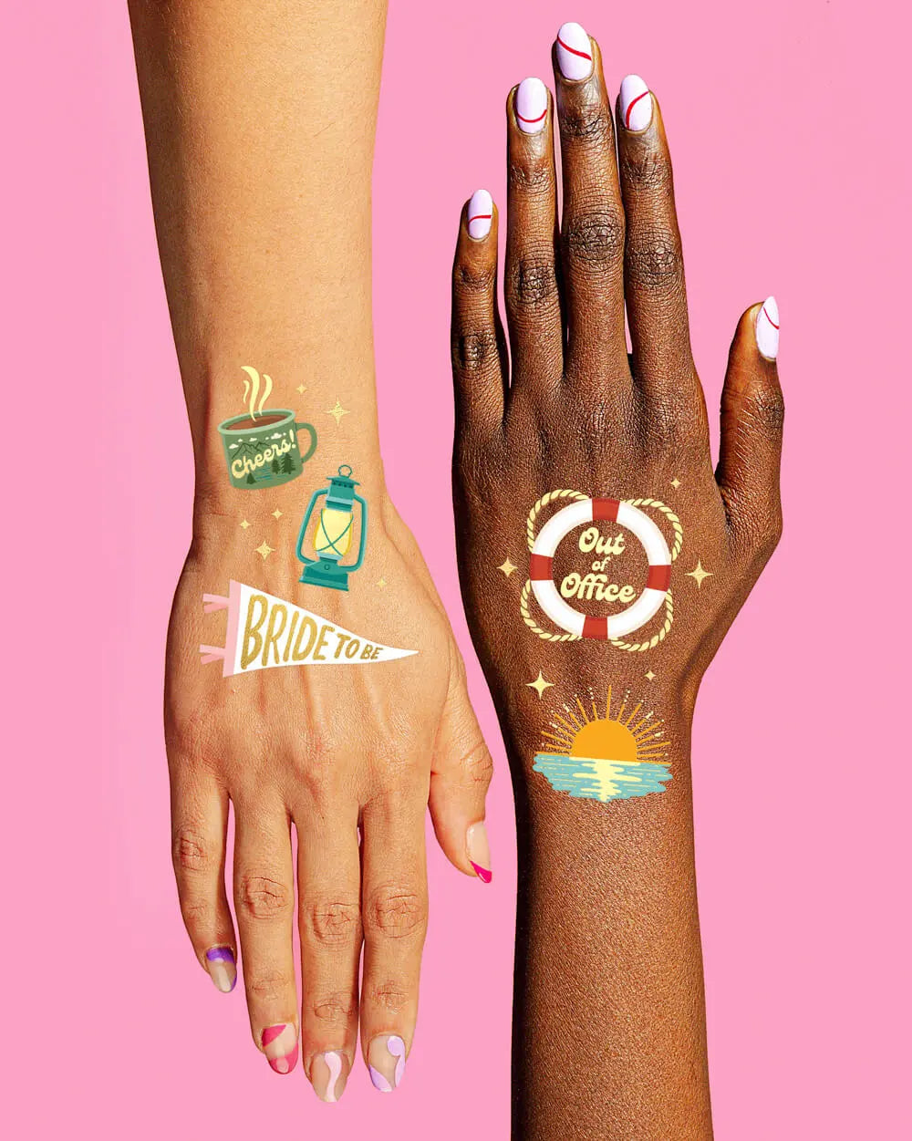 Camp Bride Tats - 42 foil temporary tattoos xo, Fetti