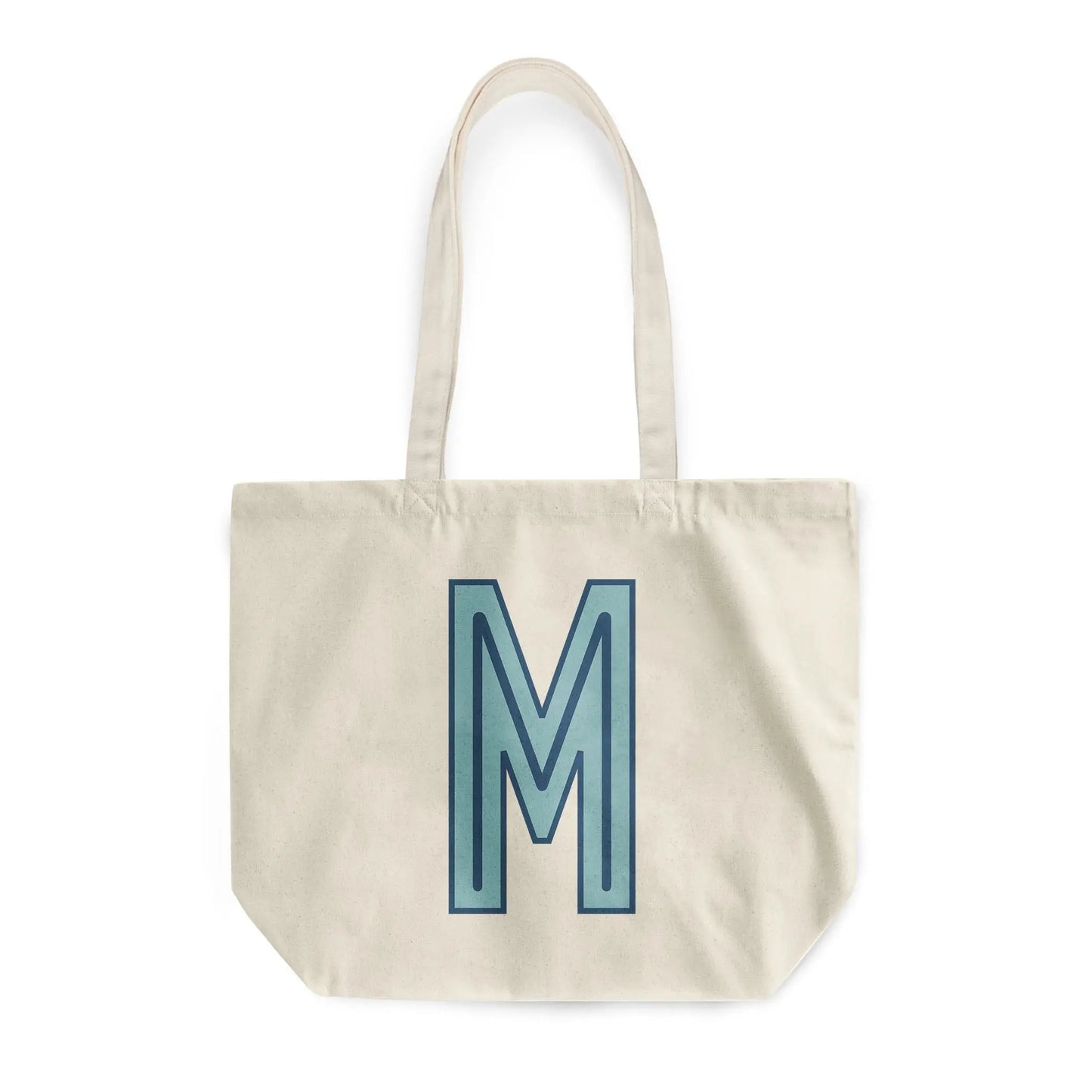 Canvas Tote - Single Initial - Light Blue Navy - NEW! CB Studio