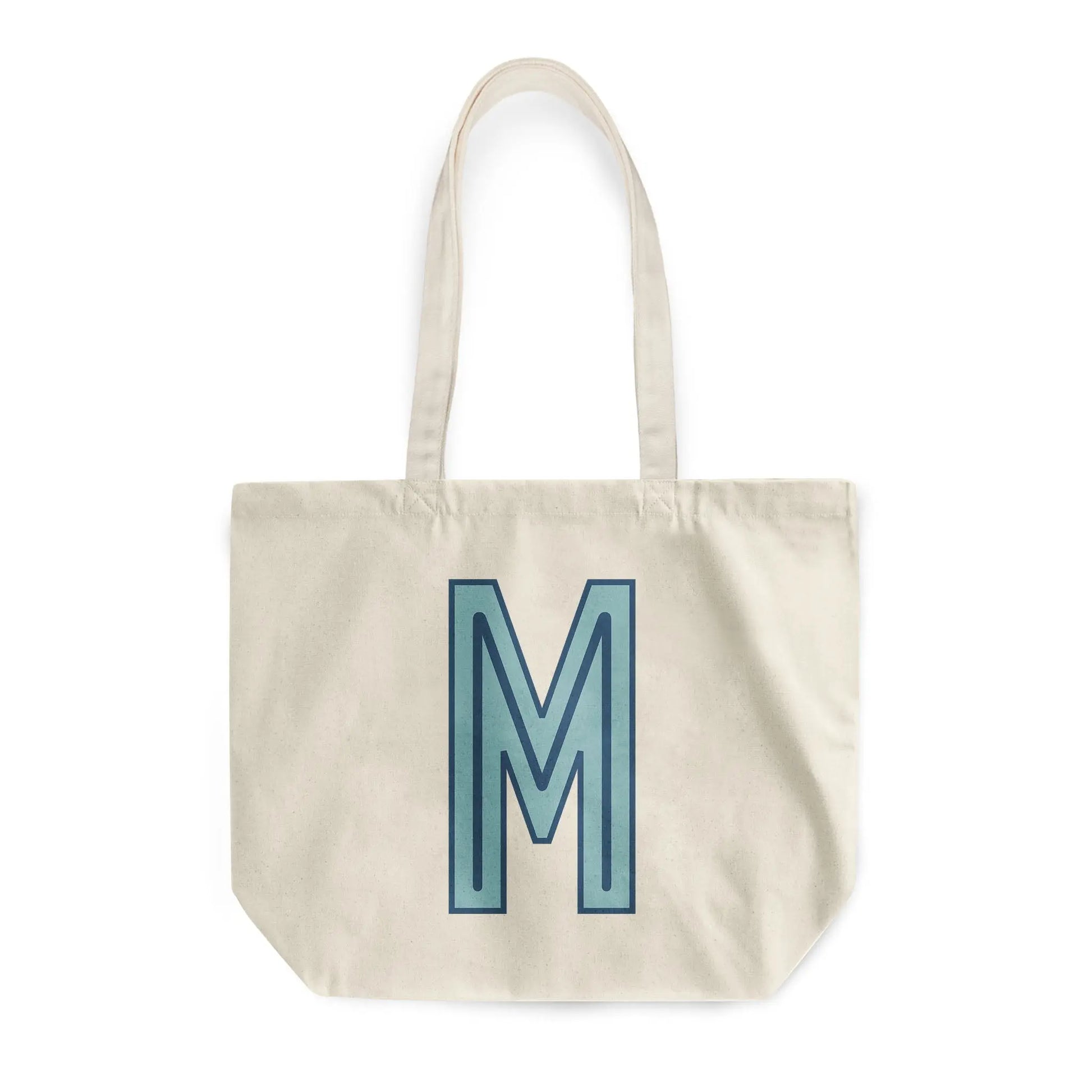 Canvas Tote - Single Initial - Light Blue Navy - NEW! CB Studio
