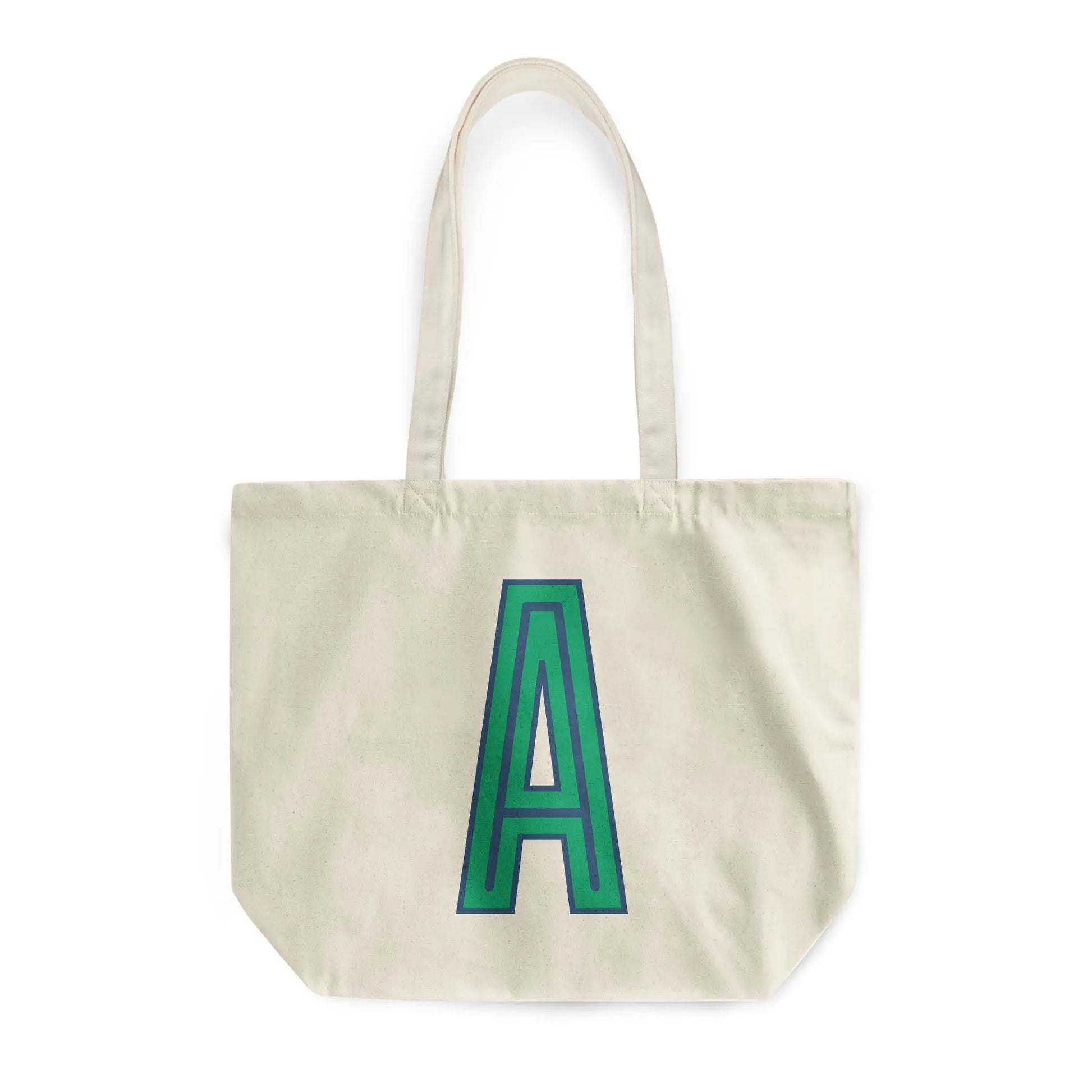 Canvas Tote - Single Initial - Navy Green - NEW! CB Studio