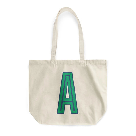 Canvas Tote - Single Initial - Navy Green - NEW! CB Studio