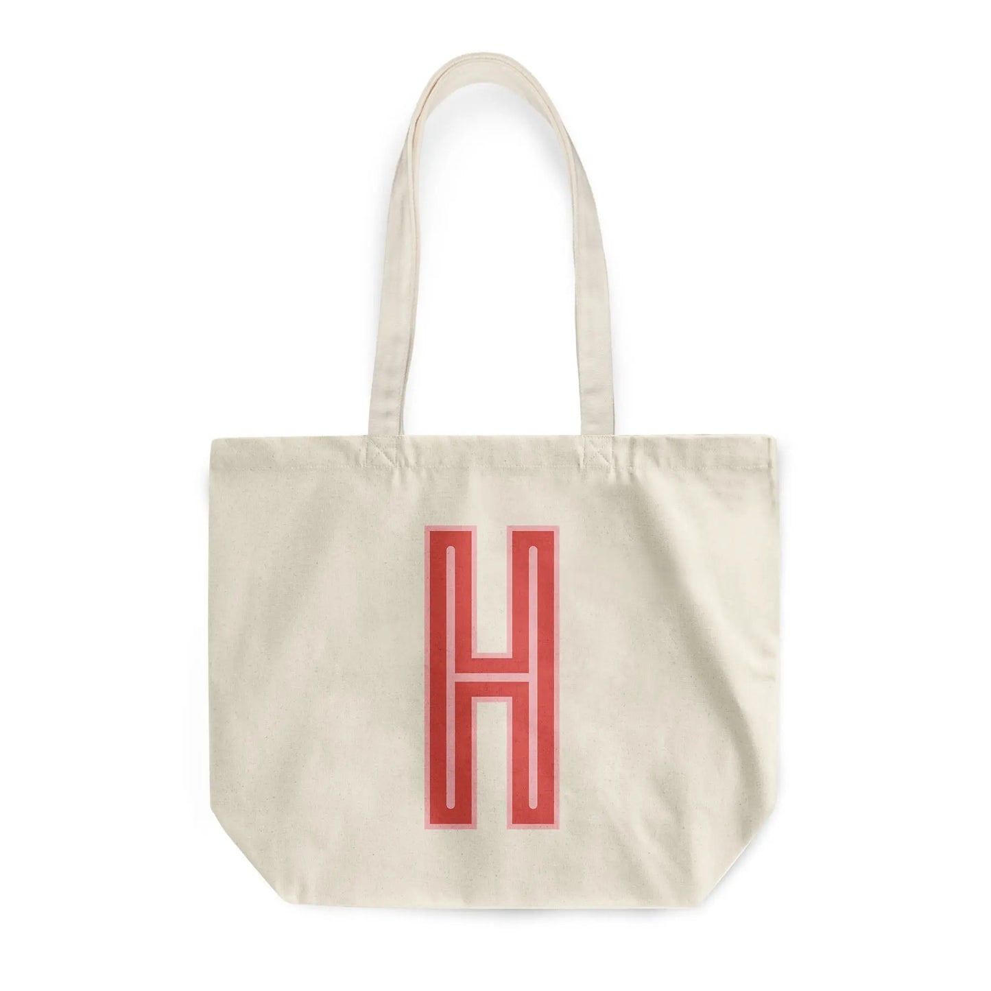 Canvas Tote - Single Initial - Red Pink - NEW! CB Studio
