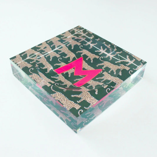 Catchall Tray - Single Initial Leopard Green - New! CB Studio